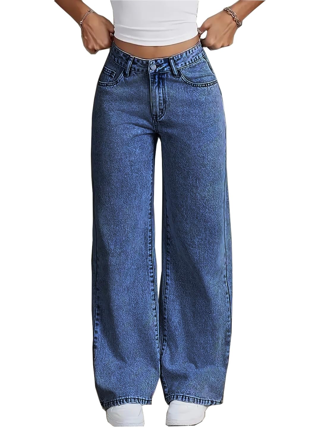 Nifty Women’s Denim Stretchable High Waist Light Wash Baggy Jeans || Back Pocket Bow tie Detail