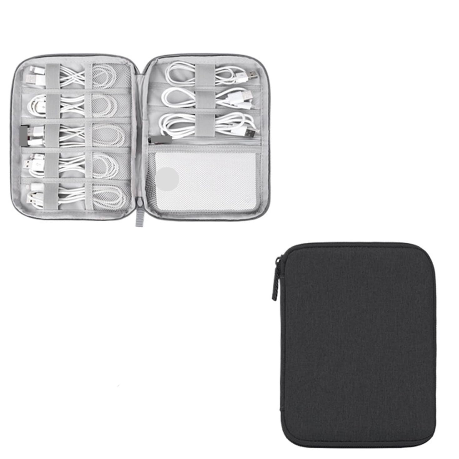 Torba na akcesoria elektroniczne, 2 szt. Etui na zestaw podróżny kabel do transmisji danych USB przewód słuchawek długopis Power Bank elektronika cyfrowa(Small Black)