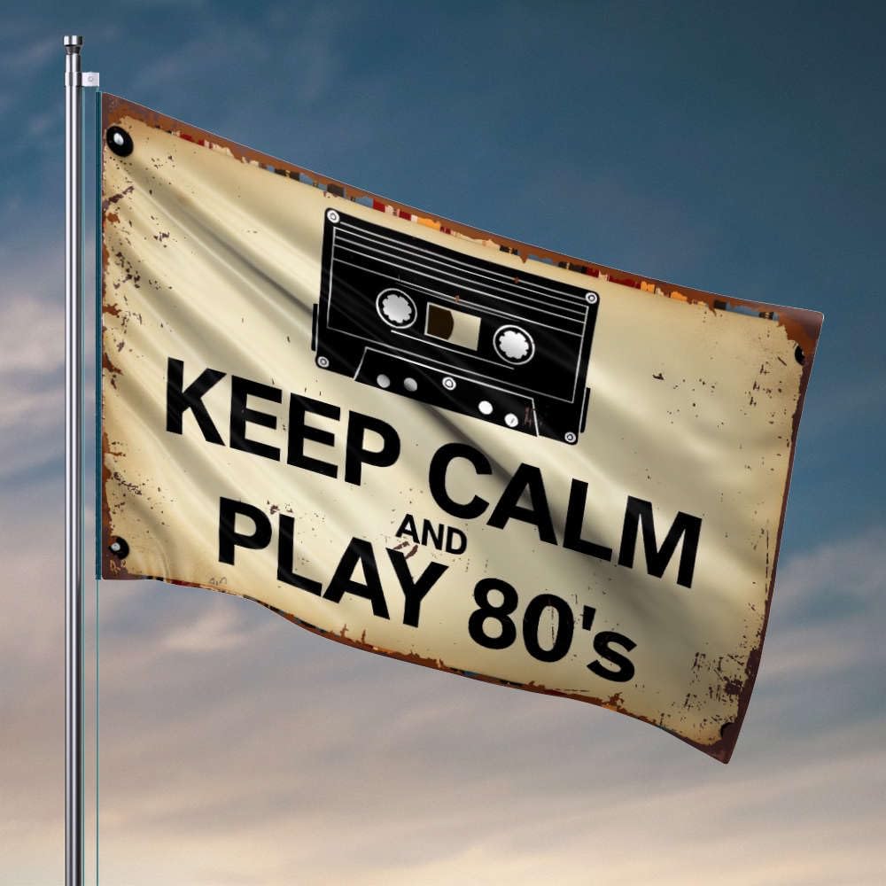 Vintage Bar Decor Keep Calm And Play 80'S Flag Outdoor Decor Flags For Room Teen Boys(120X180CM)