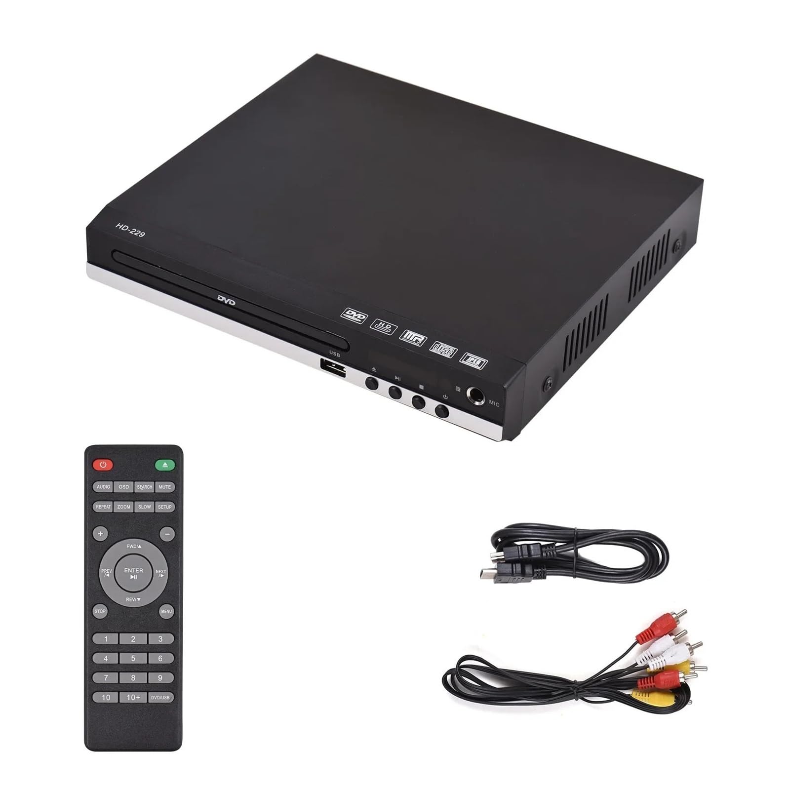 Lettore DVD portatile, Lettore DVD domestico CD multimediale digitale Uscita AV HD con telecomando