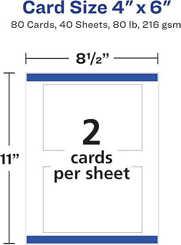 Miniatura 6 de Avery Postales imprimibles con tecnología Sure Feed, 4 "x 6", blanco, 80 postales en blanco para impresoras láser (5889)