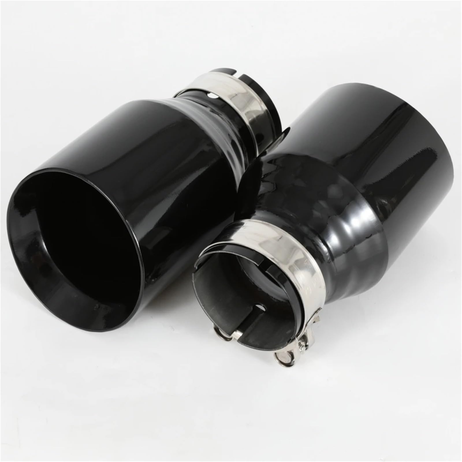 Car Silencer Pasuje do serii Bmw mazdy VW Benz Stalowa błyszcząca czarna rura wydechowa Skos Edeg Błyszcząca końcówka tłumika(54MM IN 114MM OUT)