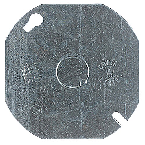 Steel City 54C6 Outlet Box Cover, Octagon, Flat, Blank, 4-Inch Diameter, Galvanized (2-Pack)