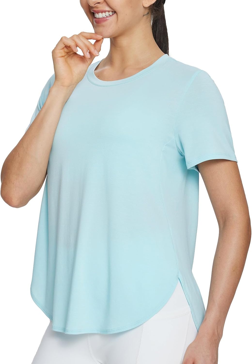 baleaf Women's Short Sleeve Workout Shirts Tops Athletic Yoga Running Shirts Loose Fit with Side Slits Quick Dry T-Shirts - Image 2