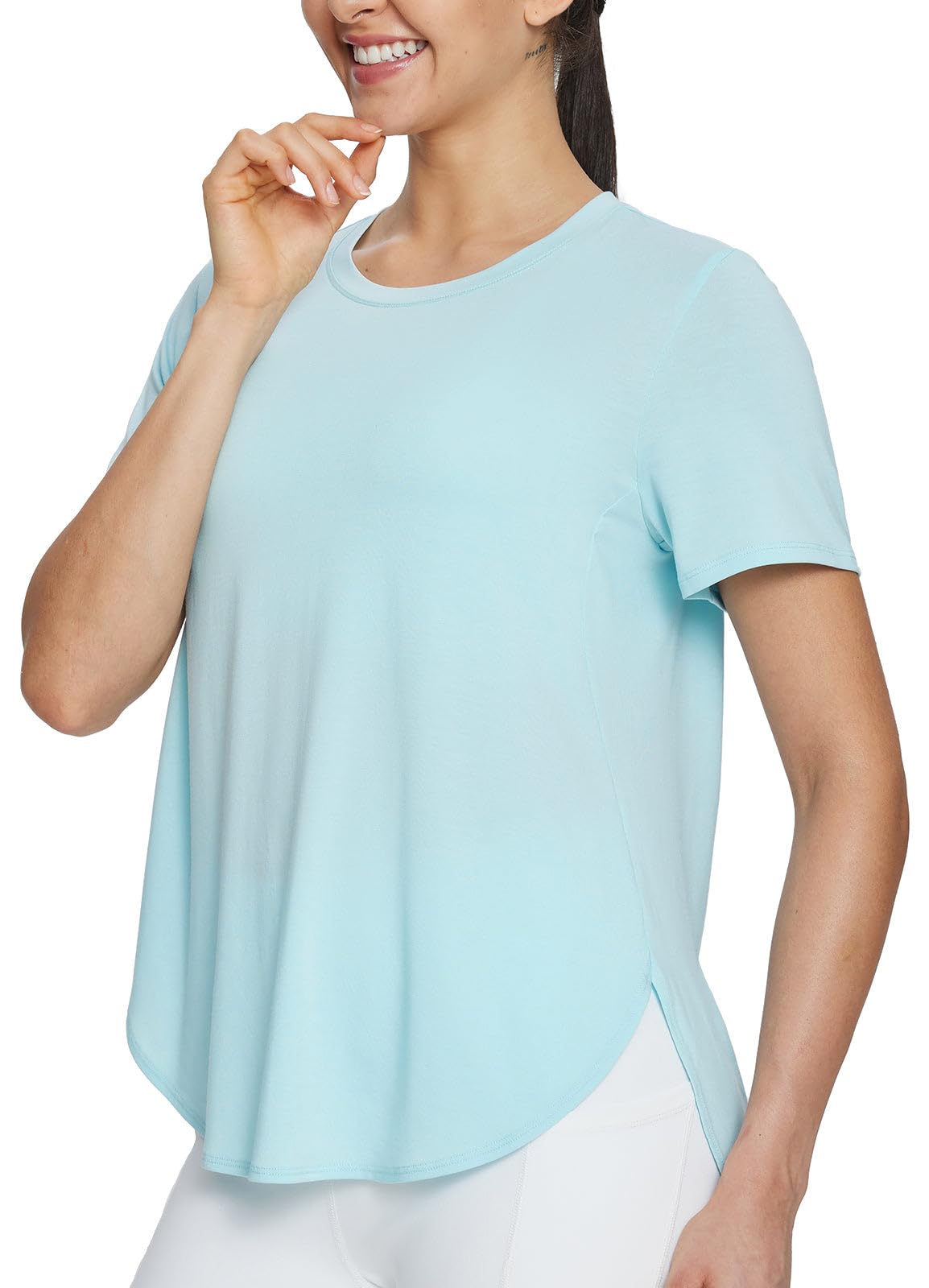 BALEAF Women's Workout Tops Short Sleeve Athletic Yoga Running Shirts Loose Fit with Side Slits Quick Dry T-Shirts