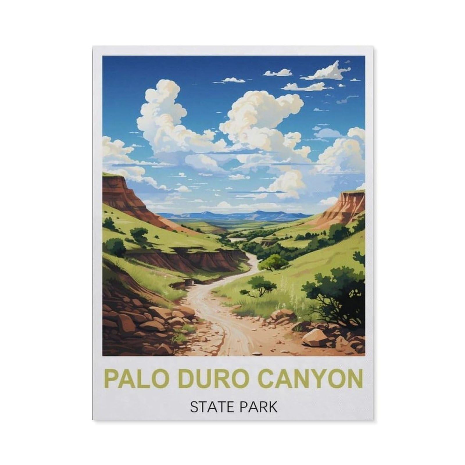 BEAYODKP 5D Diamond Painting Set for Adults and Children，Palo Duro Canyon State Park Vintage Travel Poster，DIY Diamond Crystal Rhinestone Embroidery Painting（50 x 60 cm/19.68 x 23.62 inches）-CB44