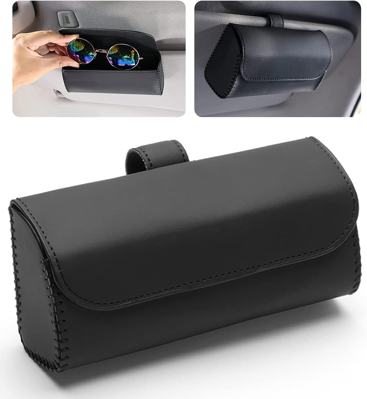 NONSQUARE Sunglasses Holder for Car Sun Visor, Leather Car Sunglasses