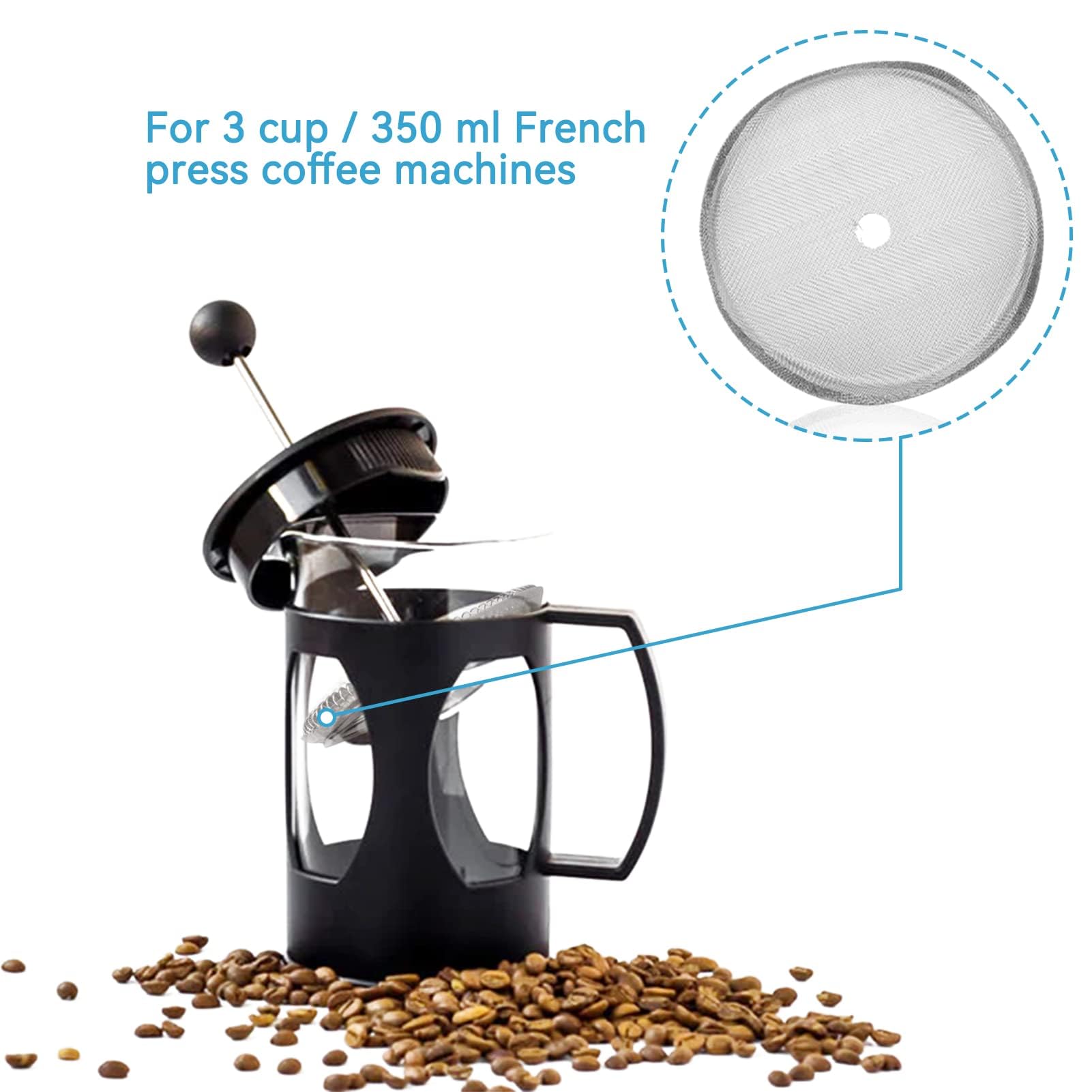 Filtres Presse Française Lot De 6 Acier Inoxydable - Pour Café 800ml - Extraction Optimale Filtre Améliore Goût