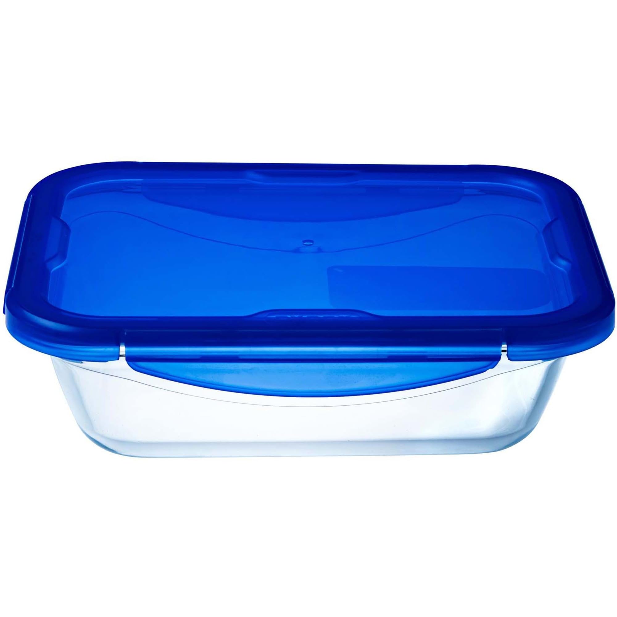 Pyrex Easy Wash Cook and Go Rectangular Container with Lid Medium 1.7 Litre Blue (Pack of 2)