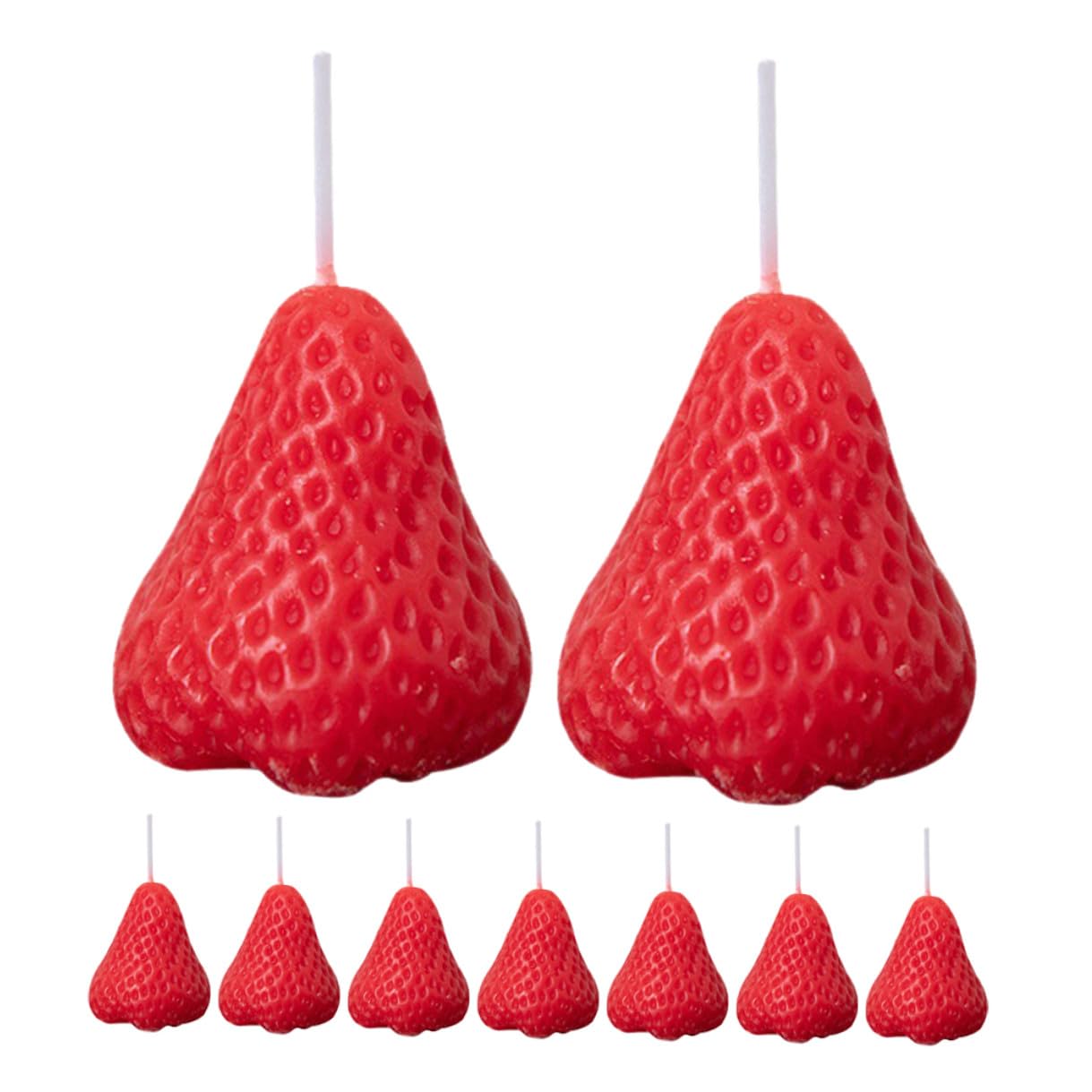 Set 9 Candele Profumate Forma Fragola in Paraffina Rosse Decorazioni Adorabili per Festa e Casa Atmosfera Calda e Confortevole