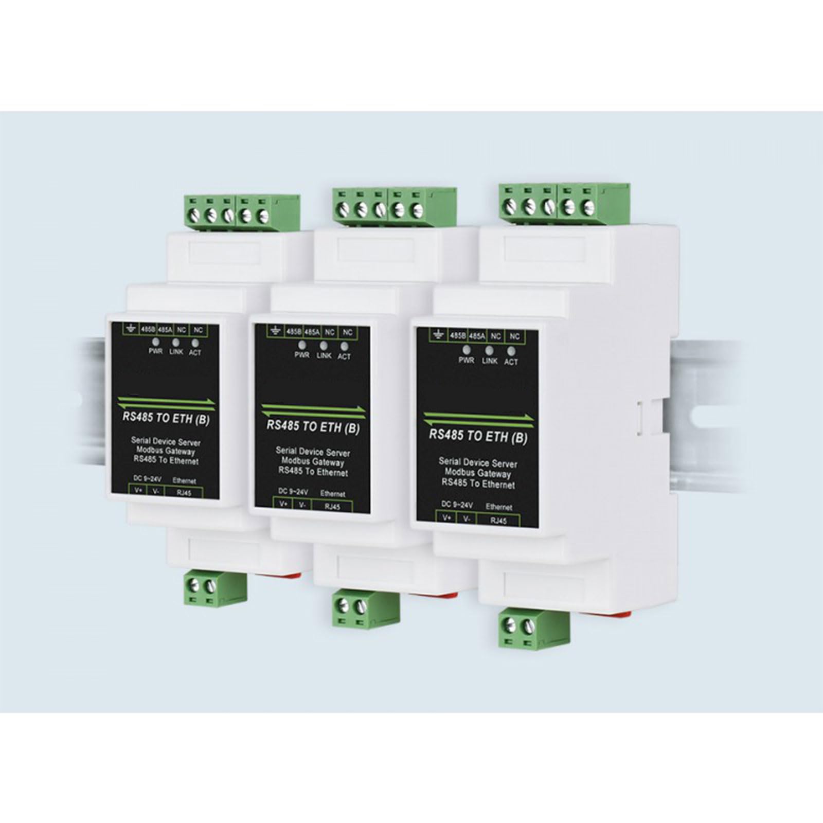 Servidor serie industrial RS485 a RJ45 Ethernet TCPIP a montaje en serie, soporte para adquisición de datos, comunicación RS485 a RJ45, módulo de comunicación, automatización industrial