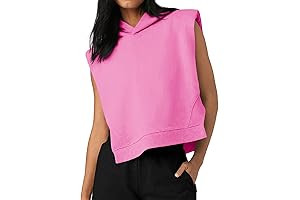Women's Sleeveless Crop Pullover Hooded Sweatshirts