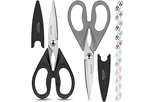 iBayam All Purpose Kitchen Scissors 2-Pack (Black, Grey)