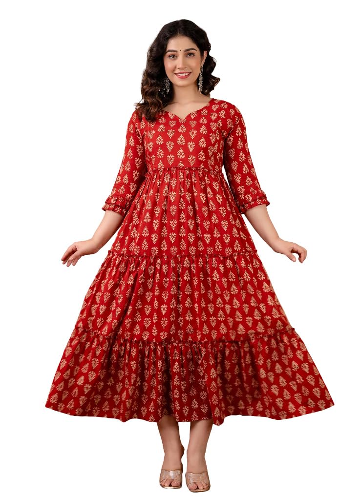 Drashti Textiles Cotton Women's Anarkali Maternity Feeding Kurti/Kurta with 2 Vertical Invisible Zippers| Comfortable & Elegant Pre and Post Pregnancy Kurti Dress/Kurta Dress-picture-31
