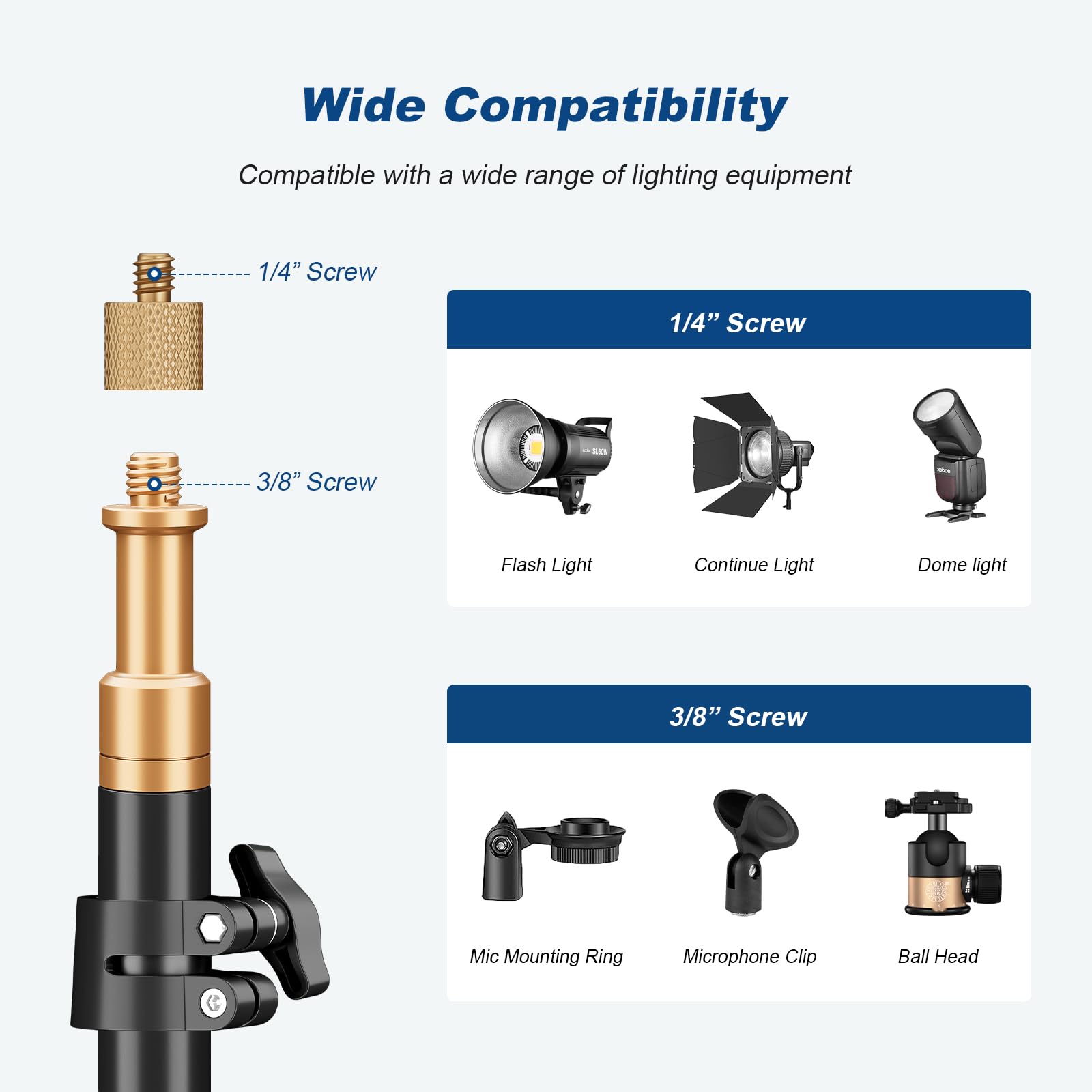 Godox Light Stand 210CM/83.9in Extendable Photography Light Stand con 1/4" e 3/8" Universal Screw Reversible Portable Studio Lighting Tripod con borsa di trasporto per Strobe Light Softbox