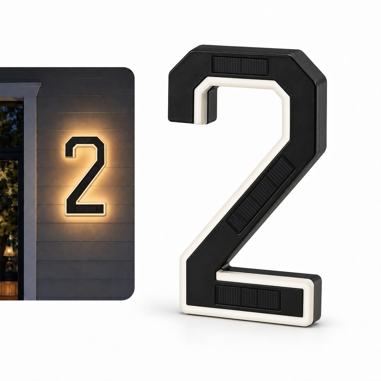 Solar Lighted House Numbers for Outside, Light Up Waterproof LED Address Numbers Signs for Houses(2)