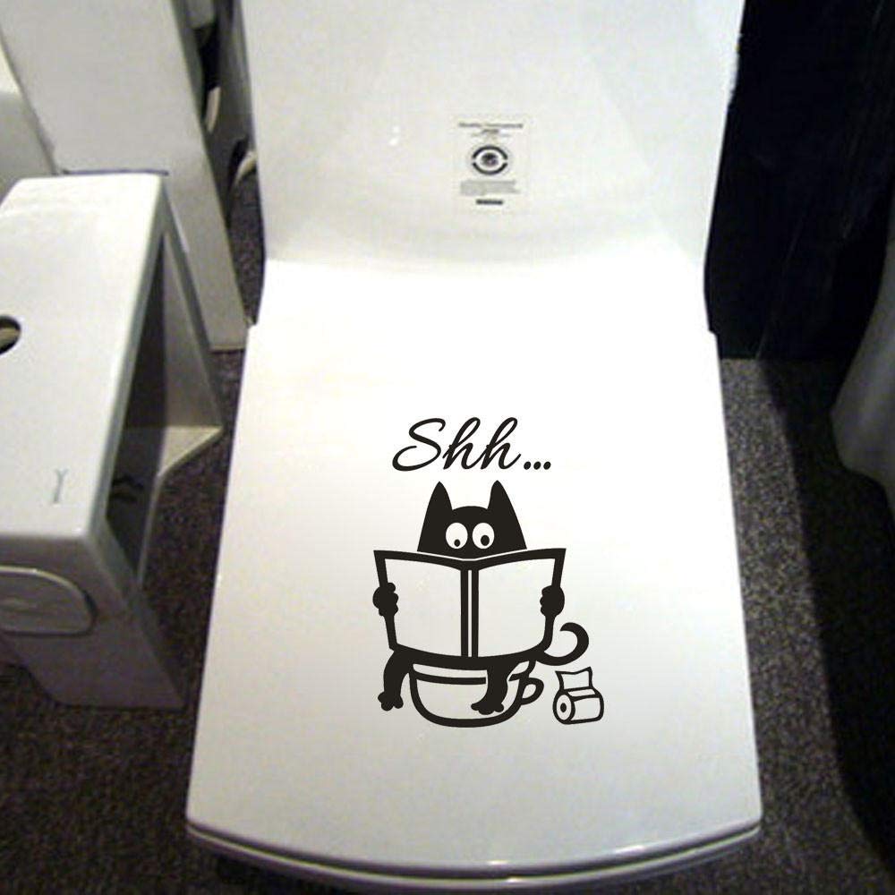 Adesivo Divertente WC, 3 Pezzi Adesivi Toilette Porta Bagno, Adesivi Toilette Uomo Donna, Carino Gatto Adesivi per Sedile WC, Adesivi Murali Impermeabili, Decorazione Artistica Divertente per Bagno