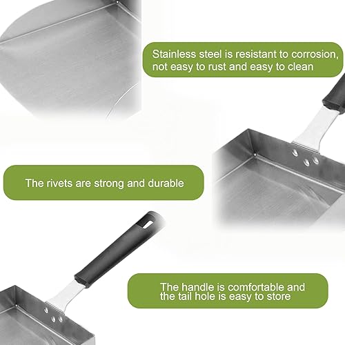 Miniatura 3 de Espátula para hamburguesas, pala de comida plana para plancha, de acero inoxidable de 15 pulgadas, espátula para hamburguesas, espátula para