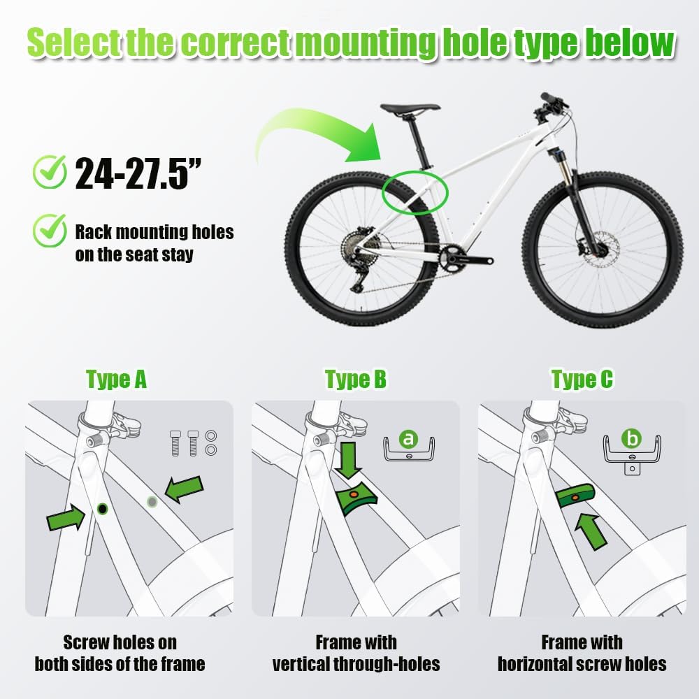 RBRL Rear Bike Cargo Rack, 165 lb Heavy Duty Aluminum Alloy Bicycle Rear Rack for 26–27.5" MTB & City Bikes, Durable Rust-Resistant Rear Pannier Rack for Commuting, Touring & Travel image 5