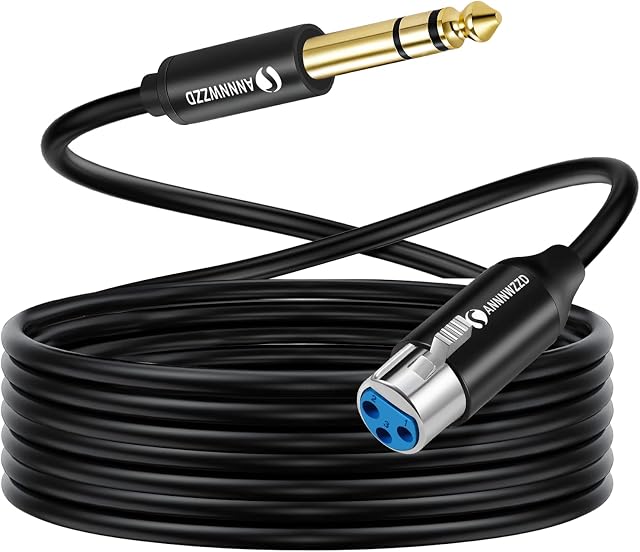 LinkinPerk 6.35mm to XLR female Cable, XLR Female to 6.3mm TRS Cable,6.35mm TRS Jack Lead Balanced Signal Interconnect Cable Quarter inch to XLR Patch Cable(2M)