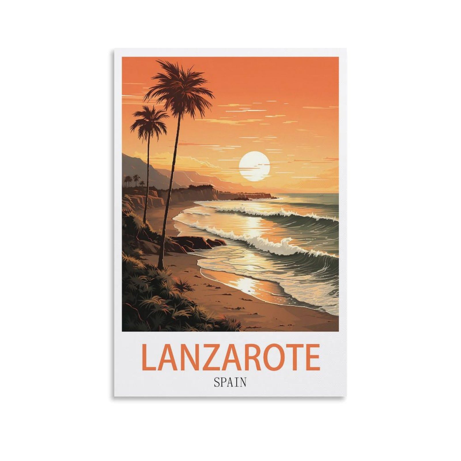 Tin Signs Retro Lanzarote Spain Beach Tin Sign Plaque Poster Wall Art Decoration for Cafe Bar Restaurant Pub 20x30cm