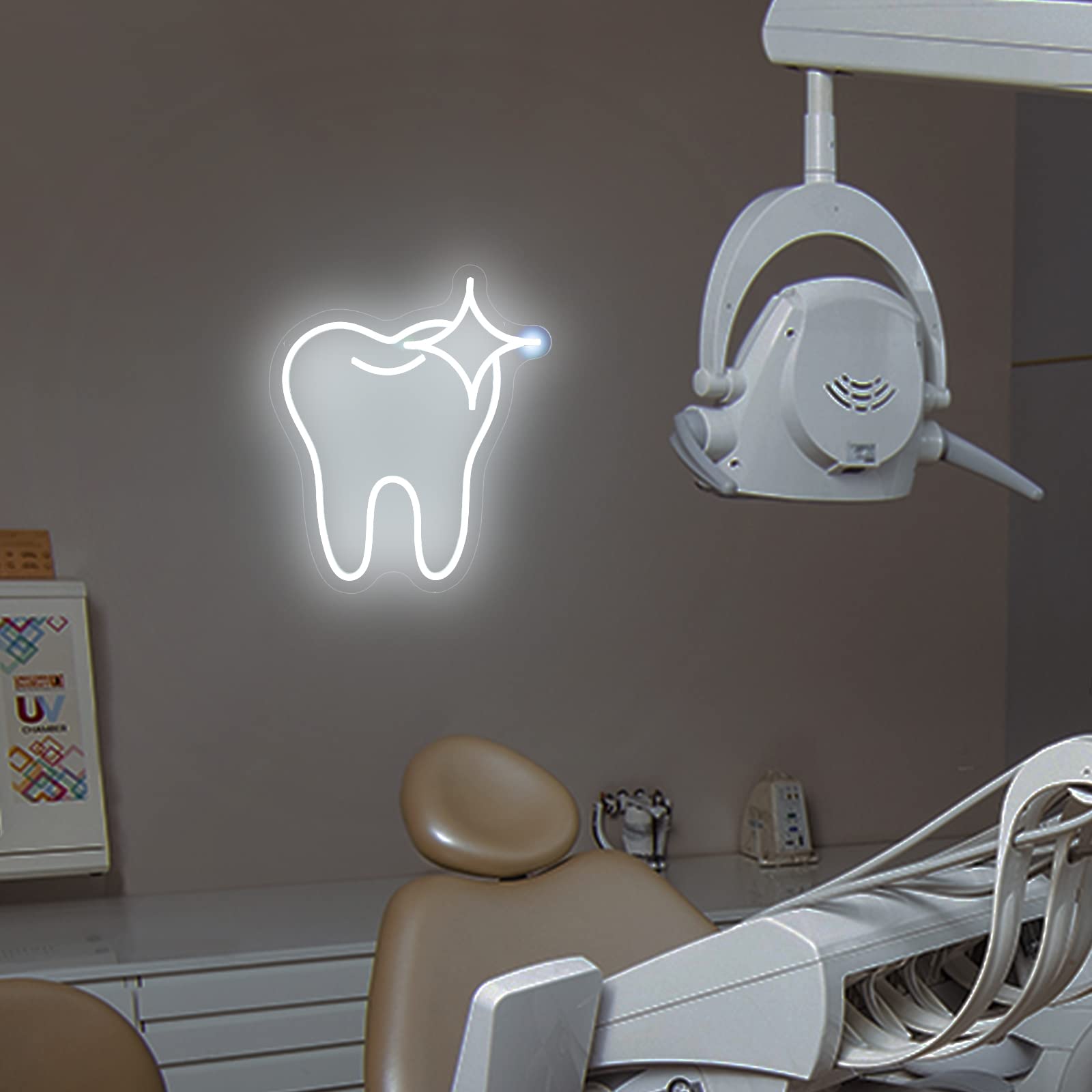 Neonowy znak dekoracja zębów dentystyczne oświetlenie do biura dentystycznego akcesoria dekoracja, ściemniany znak LED, neonowe znaki uśmiech, sztuka ścienna, neonowy dentysta balon
