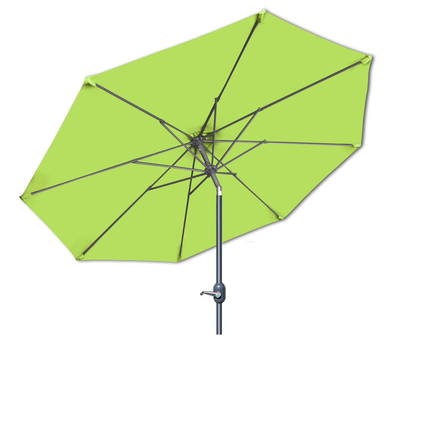 Strong Camel 9ft Patio Umbrella with Tilt and Crank 8 Ribs Outdoor Garden Market Umbrella Sunshade (Lemon Green)