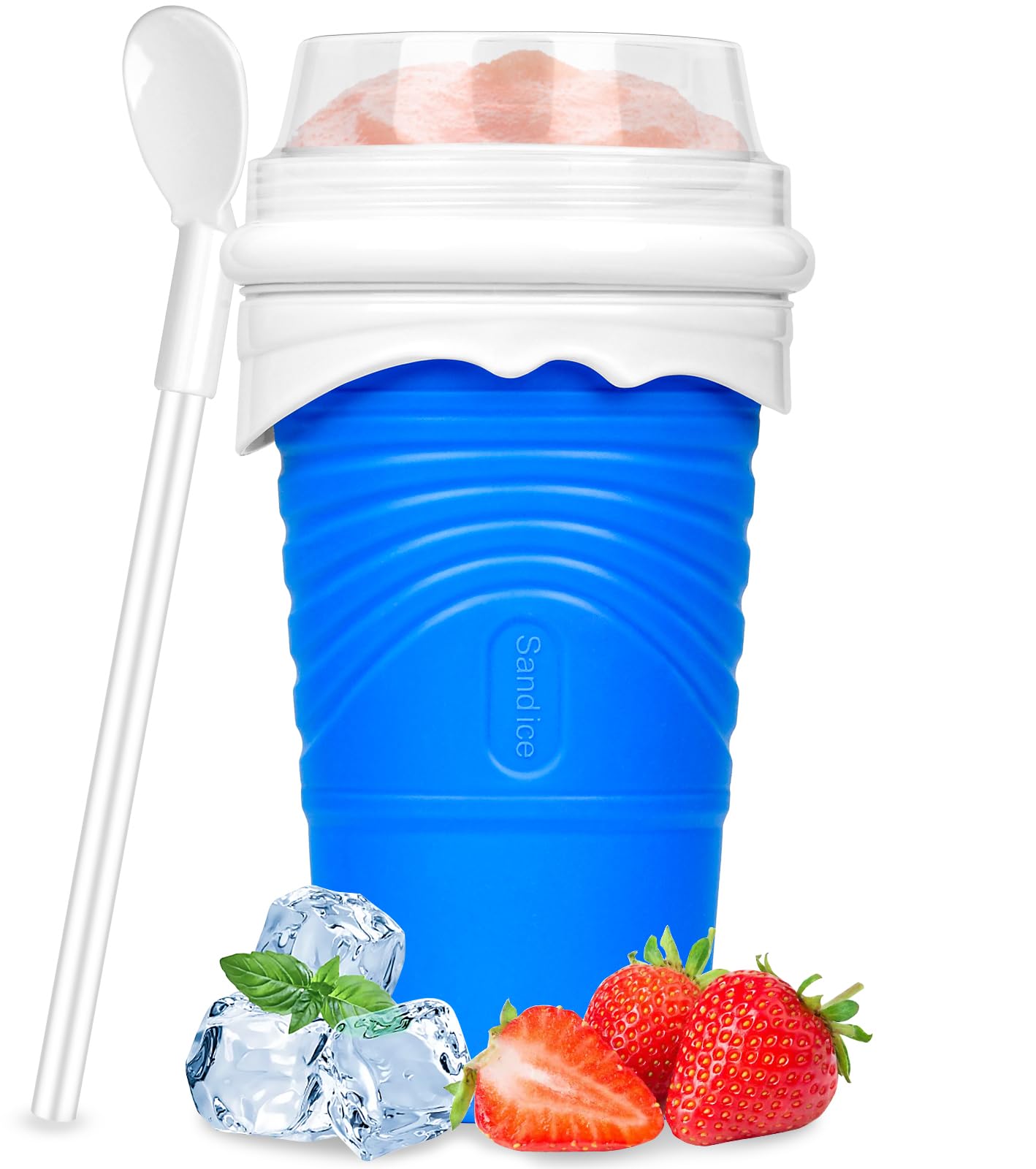 Slushy Maker 500 ml Macchina per Granita in Silicone Frozen Magic Squeeze Cup Smoothie DIY Homemade Smoothie Cup with 2 In 1 Straw And Spoon per l'estate