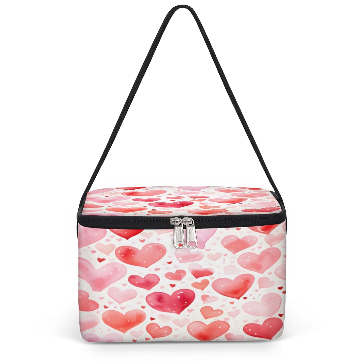 GzLeyigou Pinks Love Heart Lunch Bags for Women Men 9 Cans, Hot & Cold Food Delivery Bag Insulated Grocery Bag Insulated Lunch Box Cooler Bag for Office Work Picnic Beach