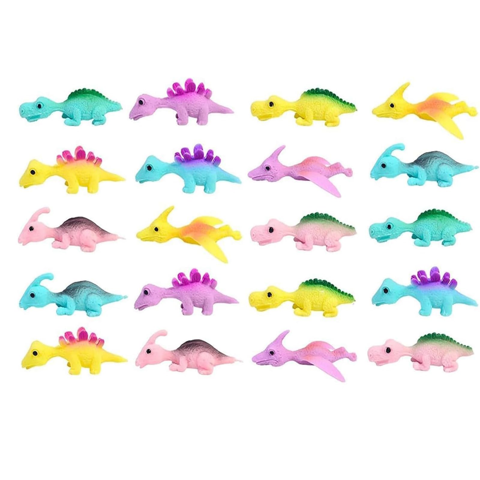 xinrongda30Pcs Slingshot Dinosaur Finger Toys, Dinosaur Finger Slingshot, Rubber Flicking Dinosaur, Fun Stretchy Finger Flying Dinosaur, Party Bag Fillers for Kids, Random Colour