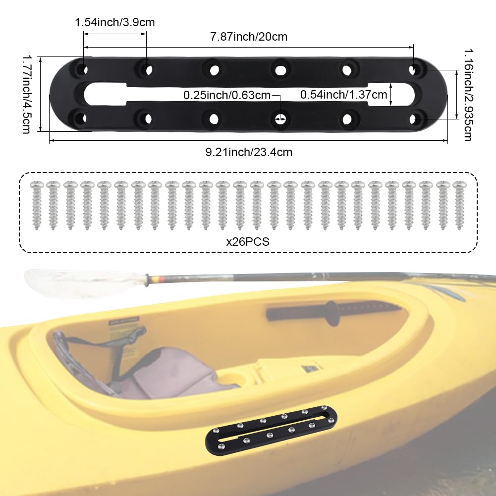 Loyanger 2pcs Kayak Track, 9.2 Inch Kayak Low Profile Track for Fishing Rod Holder, Kayaks Dear Trac-k Accessories for Cup Holder, Kayaks Rail Track for Paddle Holders(Color:Black)