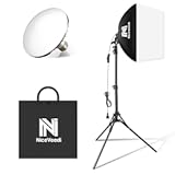 Softbox Lighting Kit&comma; NiceVeedi 16&apos;&apos; x 16&apos;&apos; Softbox Photography Lighting Kit with 63” Tripod Stand & 5400K 450W Equivalent LED Bulb&comma; Continuous Lighting for Photography&sol;Video Record&sol;Live Streaming