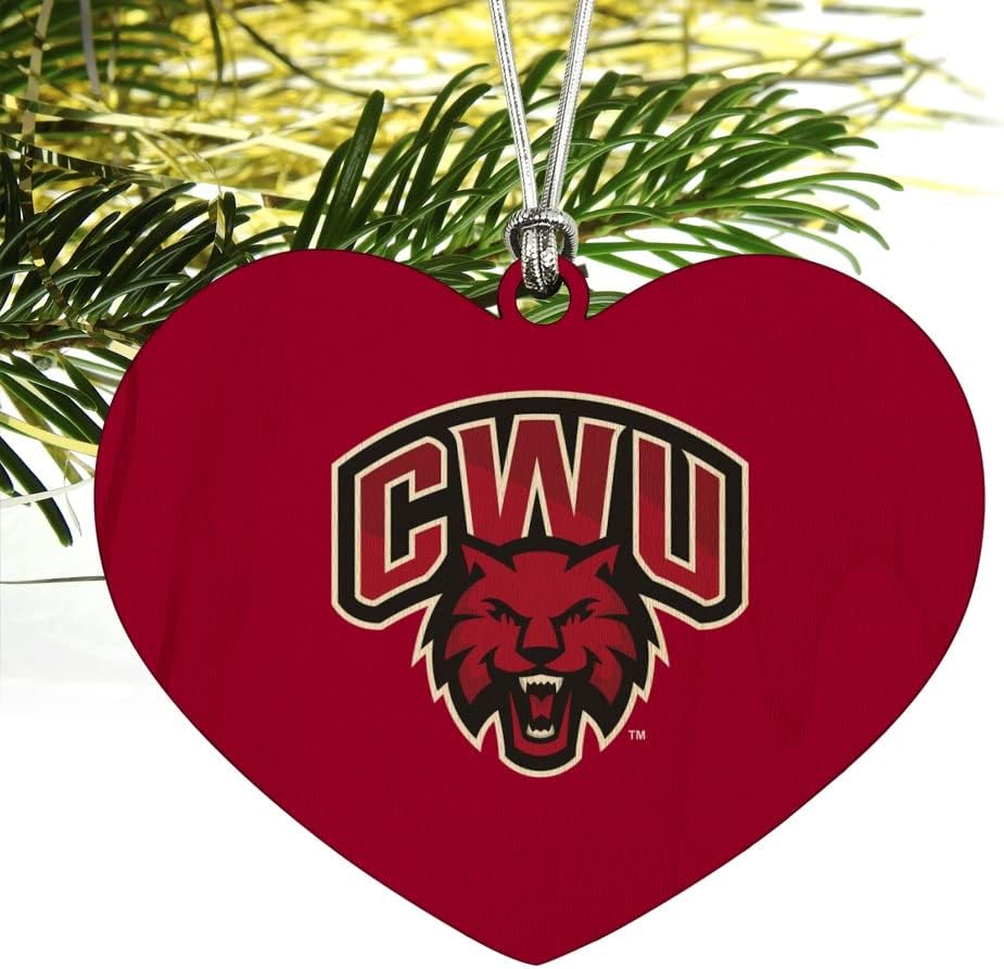 GRAPHICS & MORE Central Washington University Primary Logo Heart Love Wood Christmas Tree Holiday Ornament - Image 2