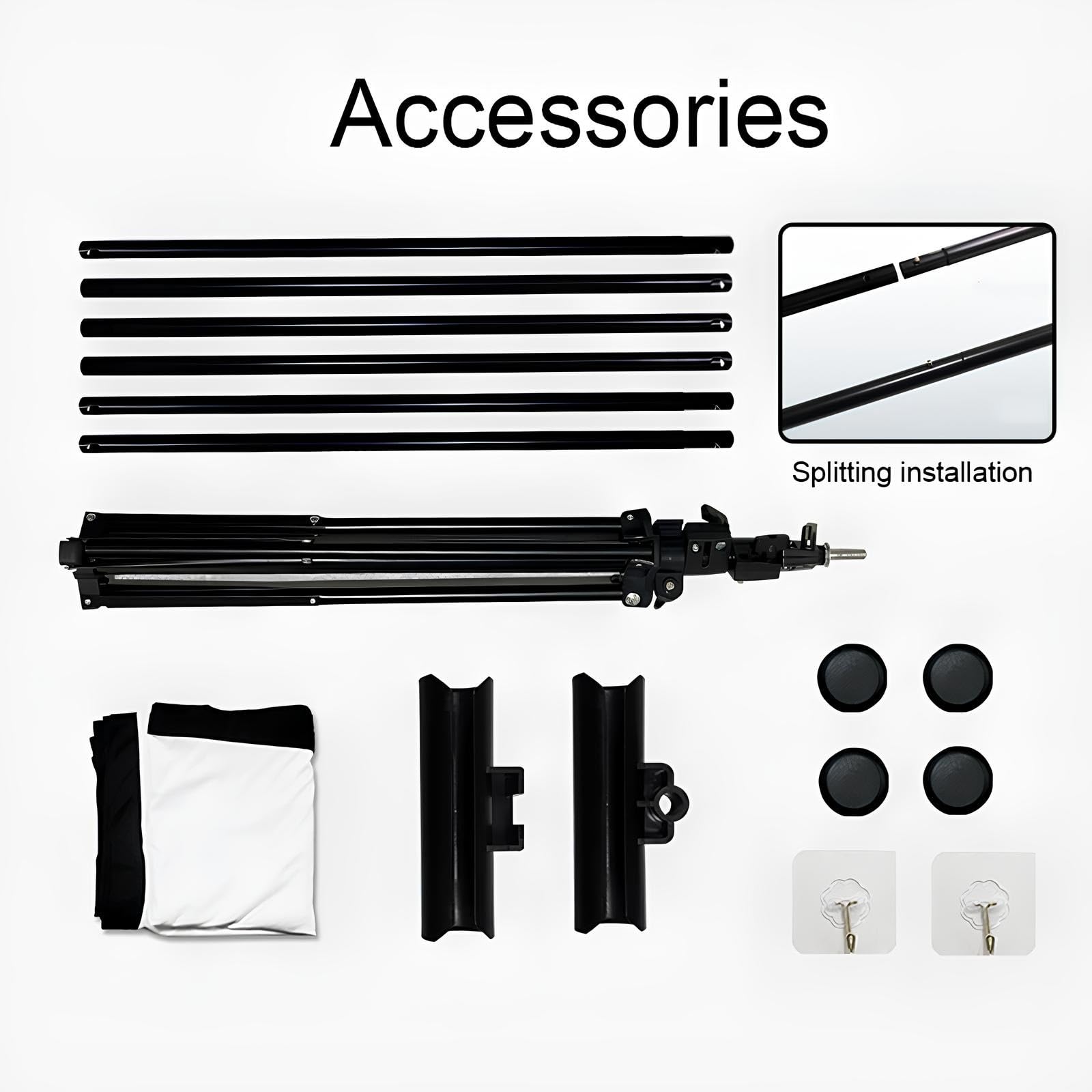 Schermi di Proiezione Esterno con Supporto, 100/120Pollici 16:9, Alto Guadagno Telo Proiettore, Immagine 4K per Home Theater e Campeggio(84inch(16:9))