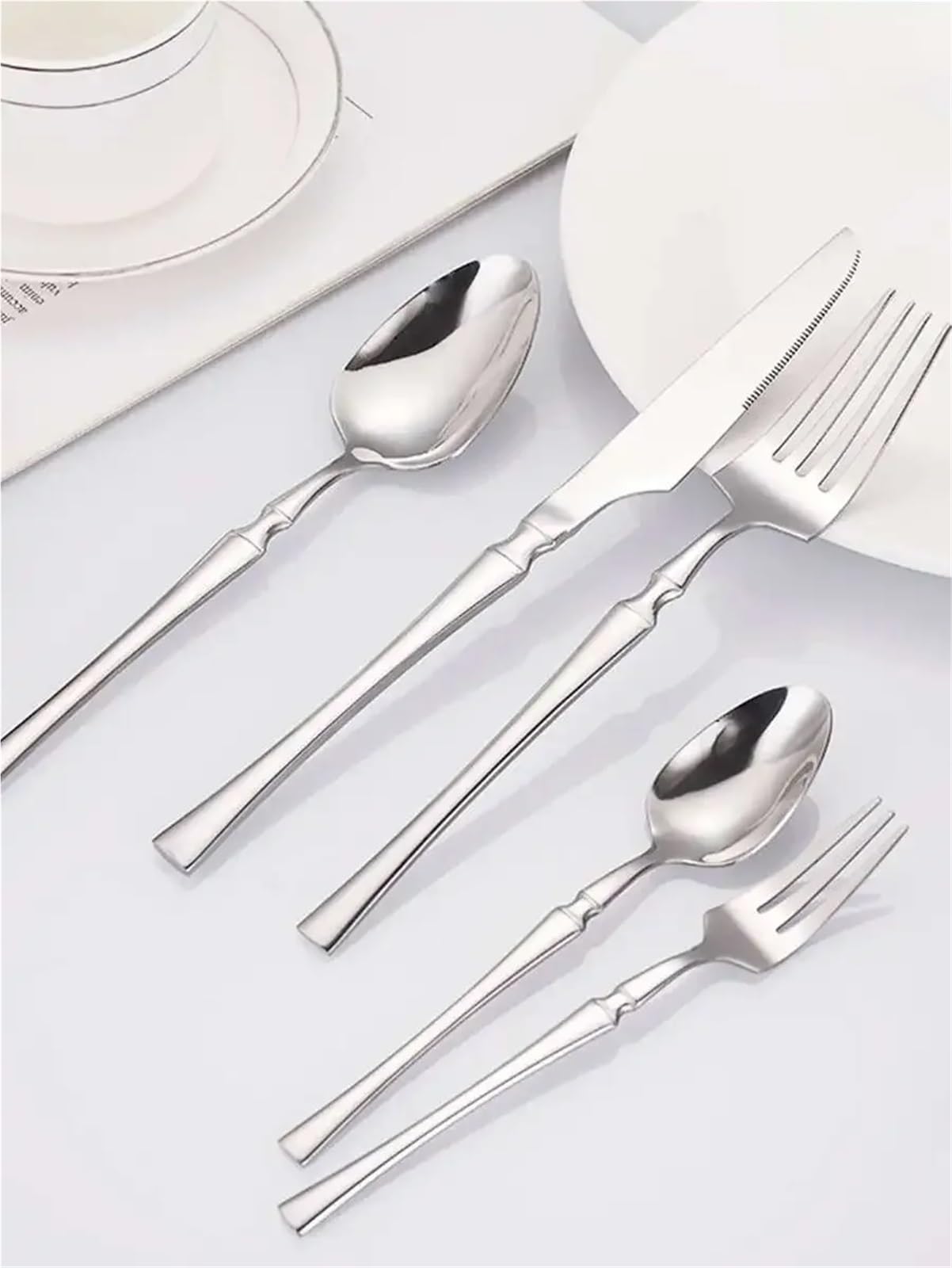 Juego de Cubiertos Juego de Cubiertos de Plata de 30/40/60 Piezas, vajilla de Acero Inoxidable, Cuchillo, Tenedor, Cuchara de café, vajilla Apta for lavavajillas.(Gold,30PCS)