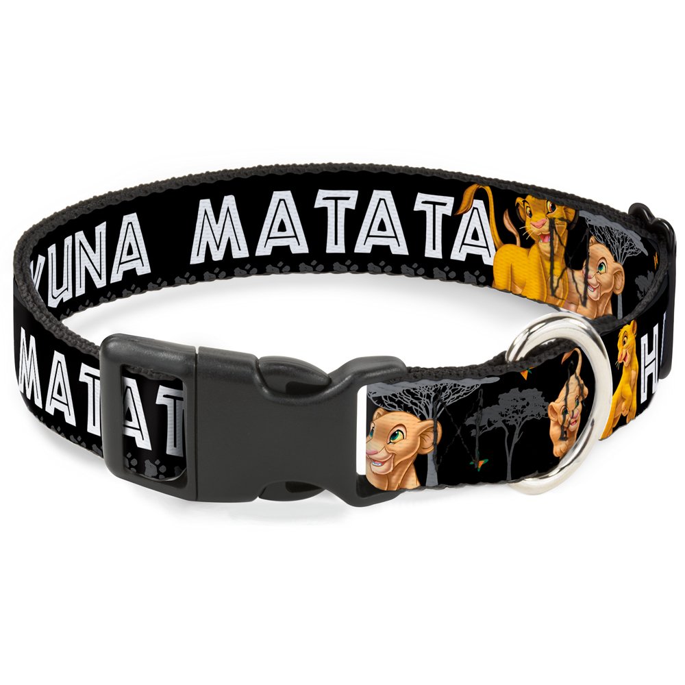 Buckle-DownPlastic Clip Collar - Lion King Simba & Nala HAKUNA MATATA - 1" Wide - Fits 15-26" Neck - Large