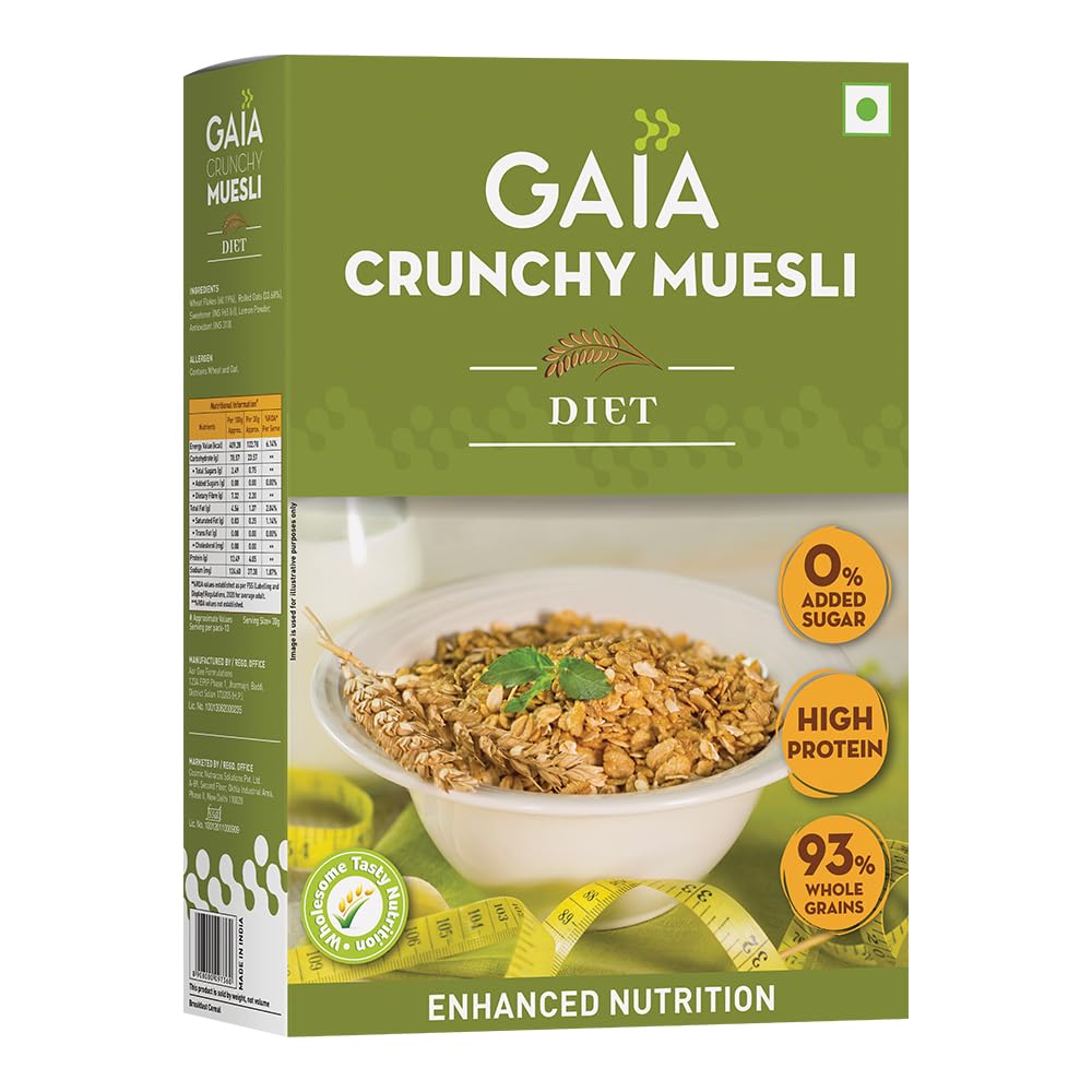 Gaia Crunchy Diet Muesli 400g Box LowCalorie, Protein Rich, High
