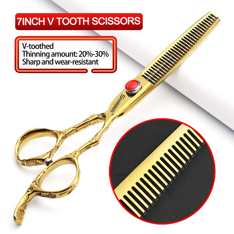 Tijeras profesionales de 7 pulgadas, tijeras de corte de pelo japonesas de acero inoxidable para peluquería (2 piezas set-C)