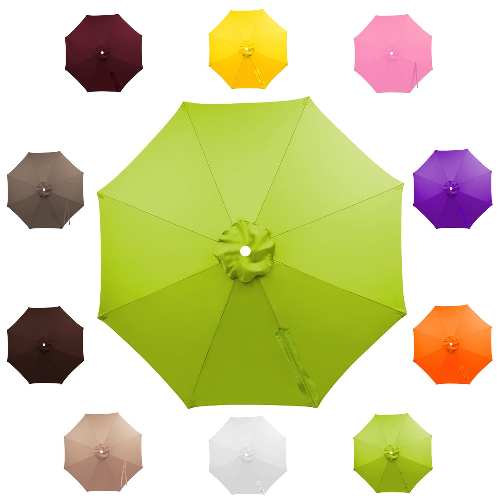 Outdoor Patio Umbrella for 6-Rib & 8-Rib Round Outdoor Market Umbrellas, Beach Umbrella Parasols for Backyard/Garden/Deck, UV Protection (Canopy Only)(Grass green,2.3m/8 ribs)