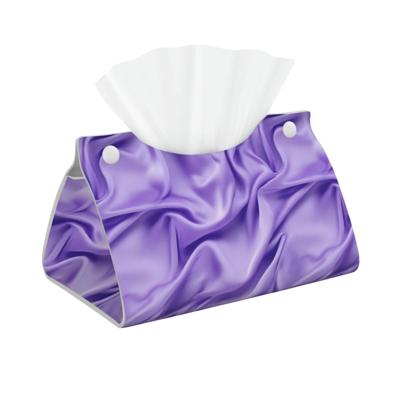 Purple Fabric Texture Tissue Box Cover Rectangle Pu Leather Tissue Box Holder for Car Bathroom Bedroom Desk Tabletop Decor