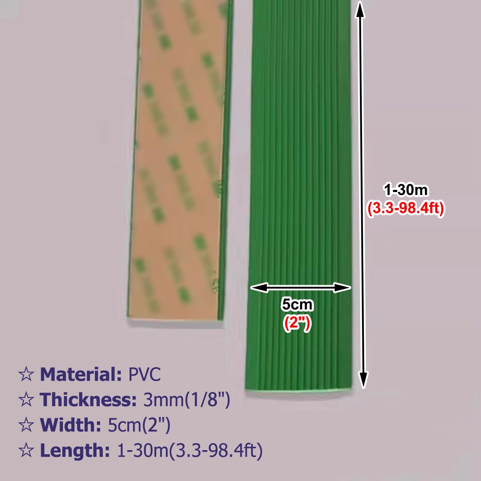 Perfil Protector de Escalera Protector de Borde de Escalera de Vinilo Antideslizante, Protector de Borde Autoadhesivo para Escaleras de Baldosas, Madera y Metal, Borde de Borde de Varios Tamaños(Green
