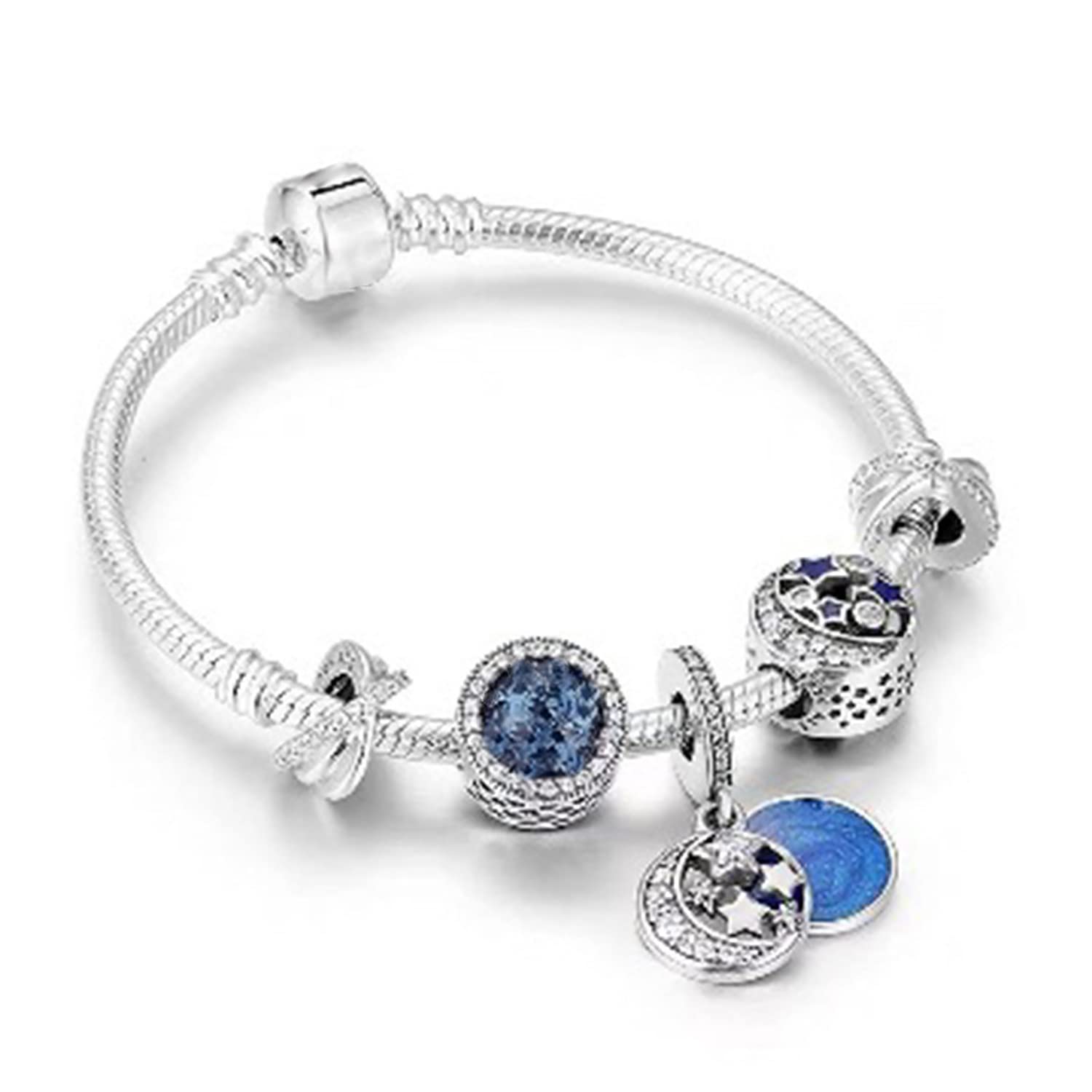 Silver Plated Cubic Zirconia Studded Charm Bracelet Stylish Fashion Jewellery Gift for Girls & Women-image-47
