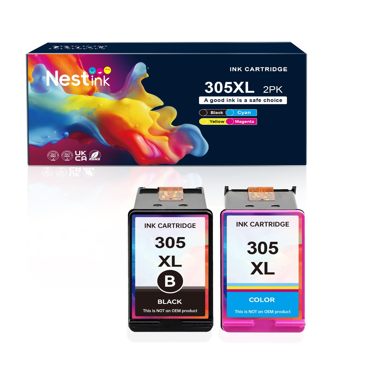 305XL 305-XL compatible con cartuchos de tinta HP (paquete de 2) | 305 305xl 6ZA94AE compatible con impresoras HP Envy 6000 6032e Deskjet 2810e 2800e 2710e 2820e