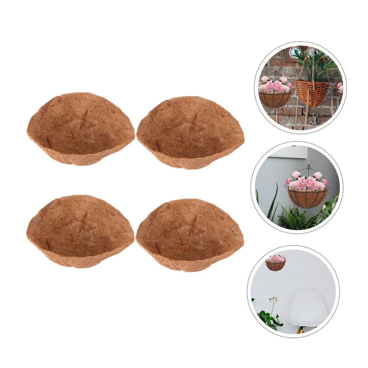 Halbkugelförmige Kokosfaser Pflanzgefäß Einlagen 30cm Natürliche Blumentopf Unterlagen für Balkon und Terrasse Atmungsaktiv Wasserabweisend Flexibel für Anzucht und Pflanzenschutz