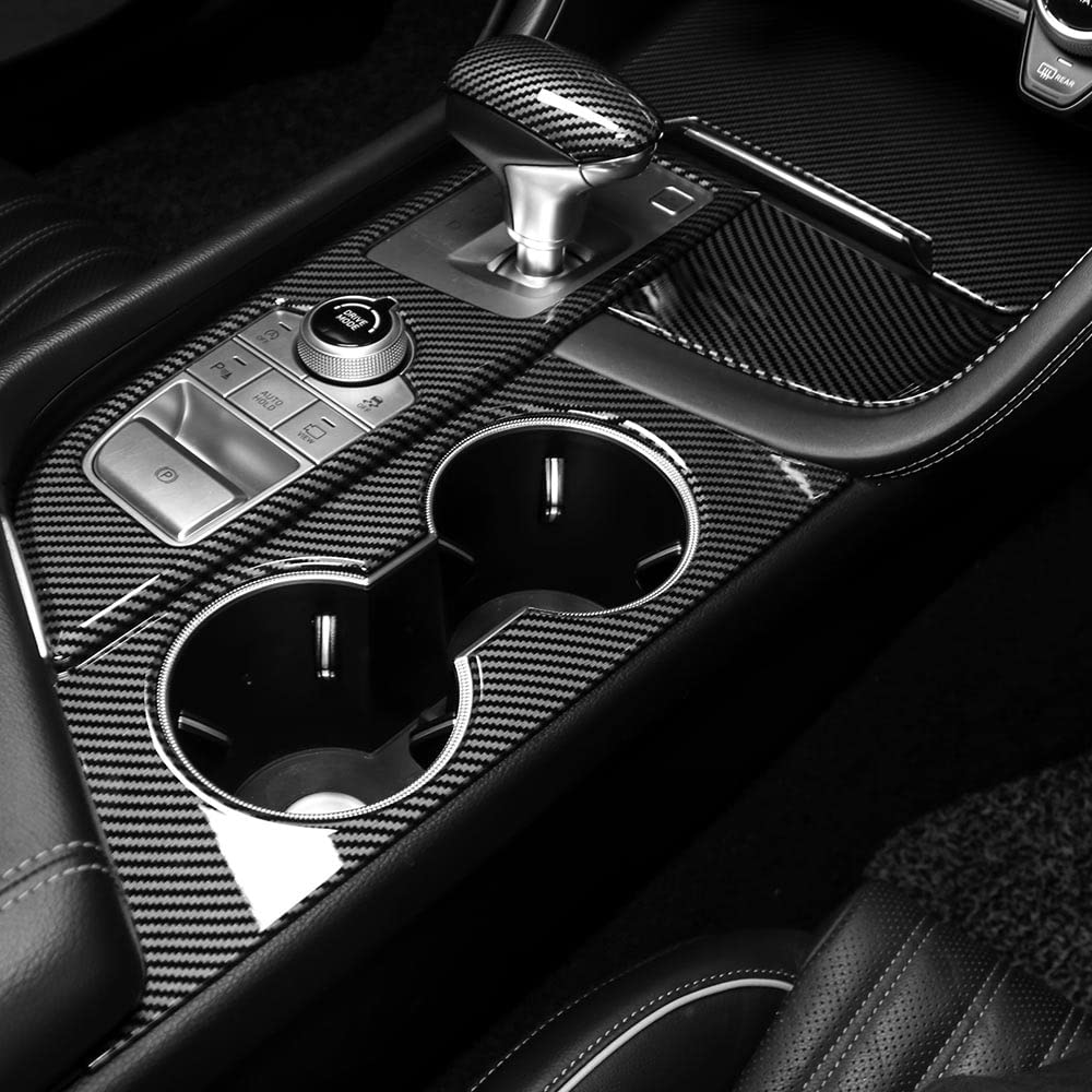 1 Piece Carbon Fiber Pattern Car Central Gear Shift Panel Cover Interior Trim Compatible with Genesis G70 2019-2025 Accessories