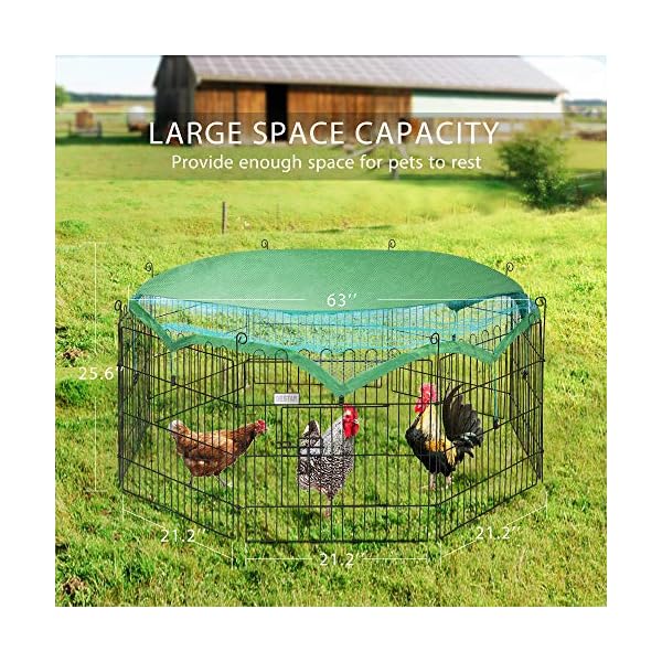 Destar 8 panel foldable outdoor backyard metal coop chicken cage enclosure duck rabbit cat crate playpen exercise pen with weather proof cover - image 8