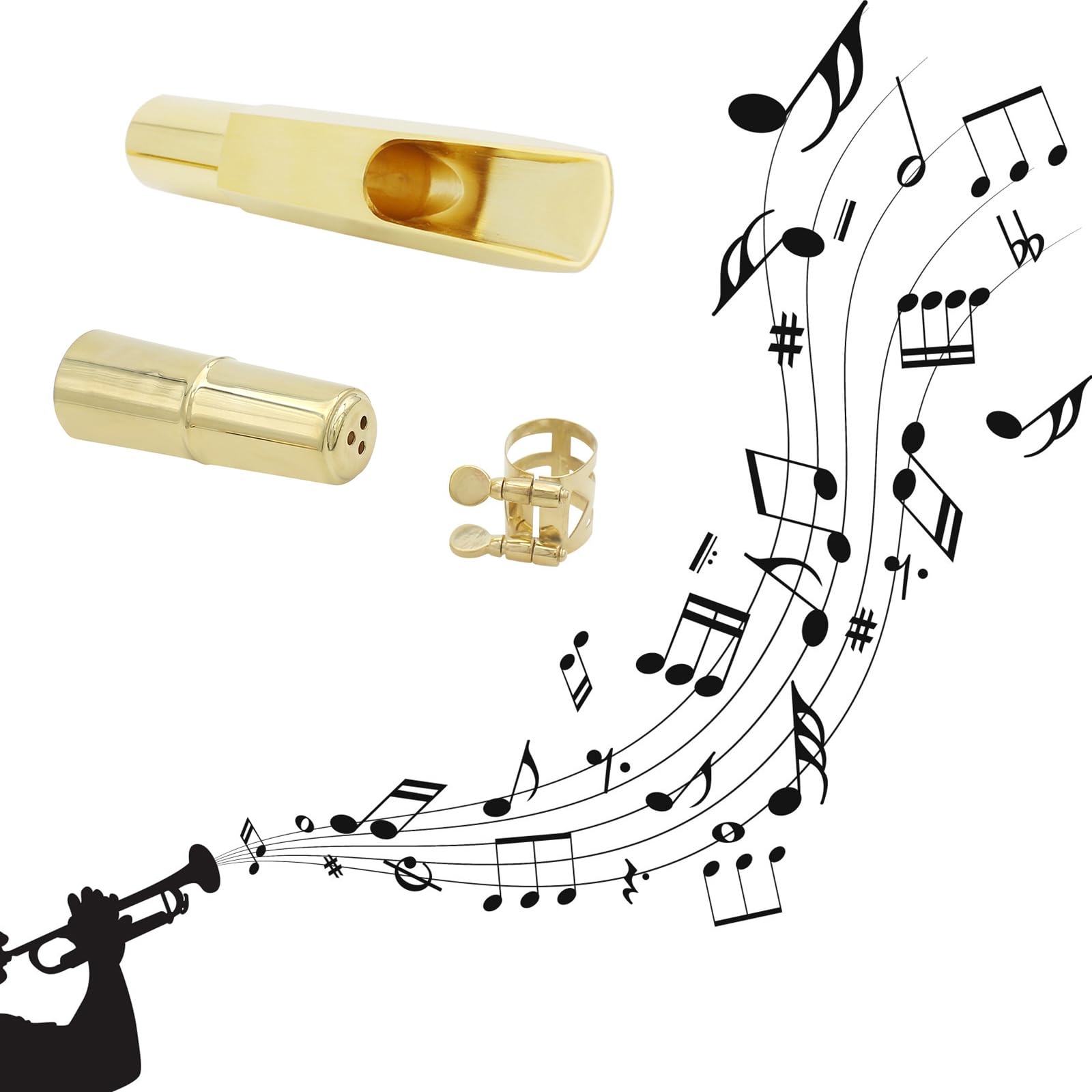per sassofono contralto in ottone con cappuccio in ottone con fibbia in metallo Set bocchini per sassofono Accessori per clarinetto