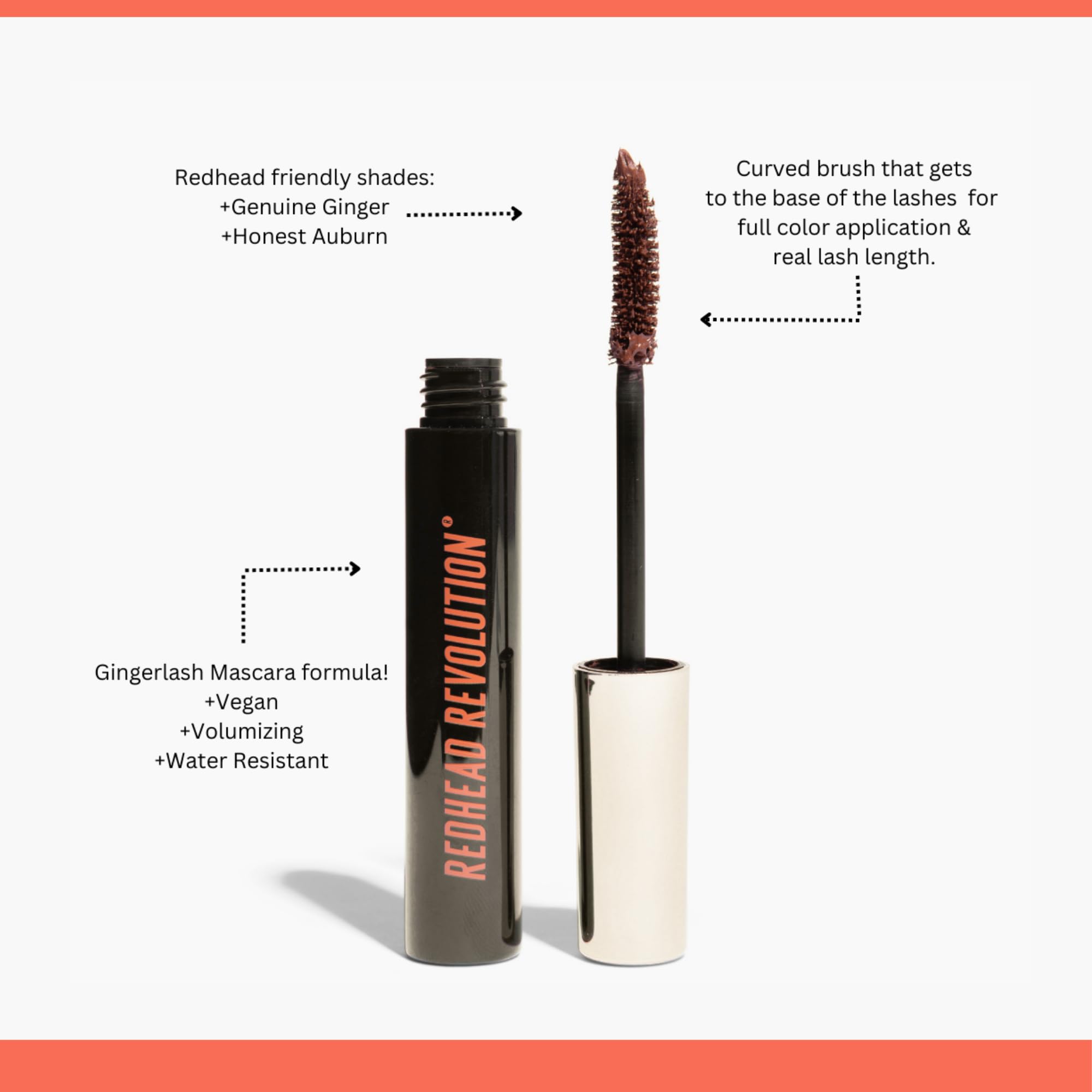 's Vegan Gingerlash Redhead tusz do rzęs, jasnobrązowy tusz do rzęs dla rudych i blondynek (prawdziwy imbir)
