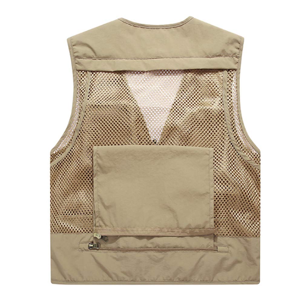 Gilet de pêche en maille respirante pour homme - Pour photographie, travail, extérieur, chasse, voyage, safari, journaliste, mariage, etc. - Rouge - X-Large