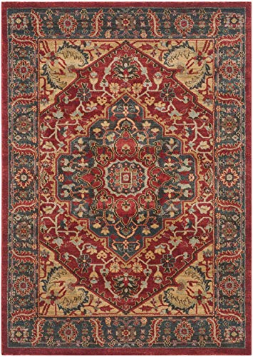 Safavieh Persischer Traditioneller Teppich, MAH621, Gewebter Polypropylen, Marineblau / Rot, 120 x 180 cm – Bild 3